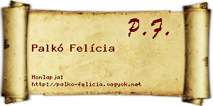 Palkó Felícia névjegykártya